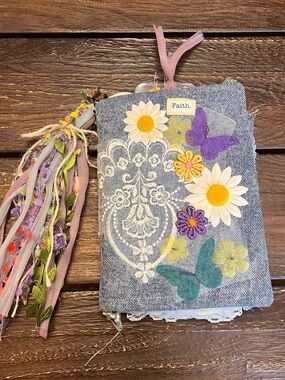 Junk Journal Floral Faith Christian Boho Denim Cottage Core 3 Sig Softcover